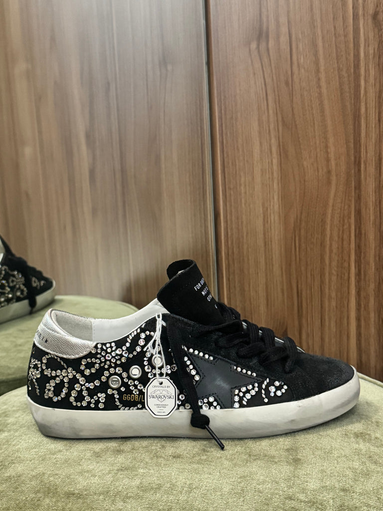 Superstar Sneaker Silver and Black Crystal