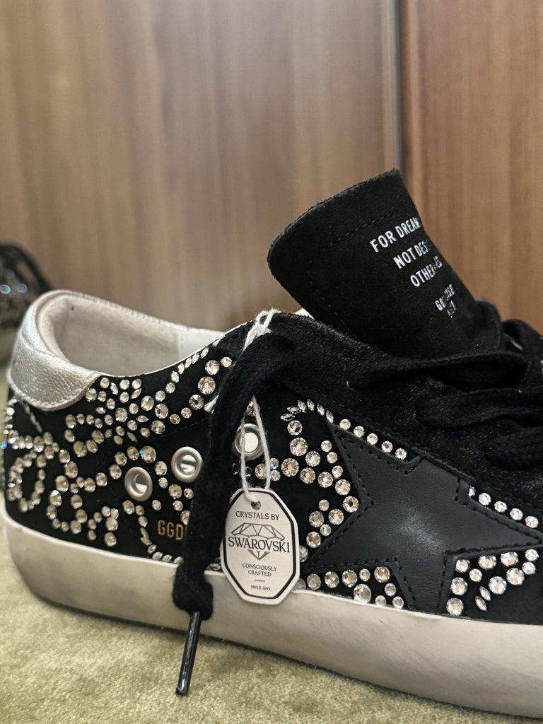 Superstar Sneaker Silver and Black Crystal