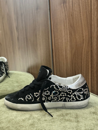 Superstar Sneaker Silver and Black Crystal