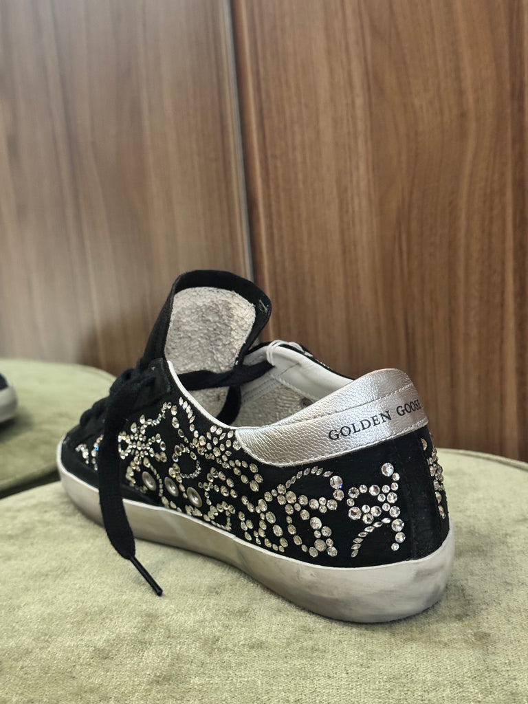 Superstar Sneaker Silver and Black Crystal