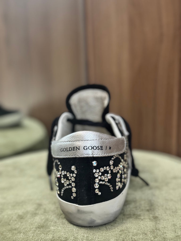 Superstar Sneaker Silver and Black Crystal