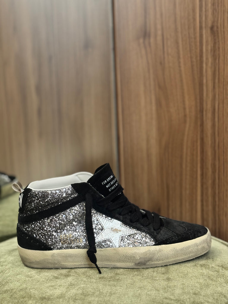 Mid Star Glitter Sneaker Black and Silver