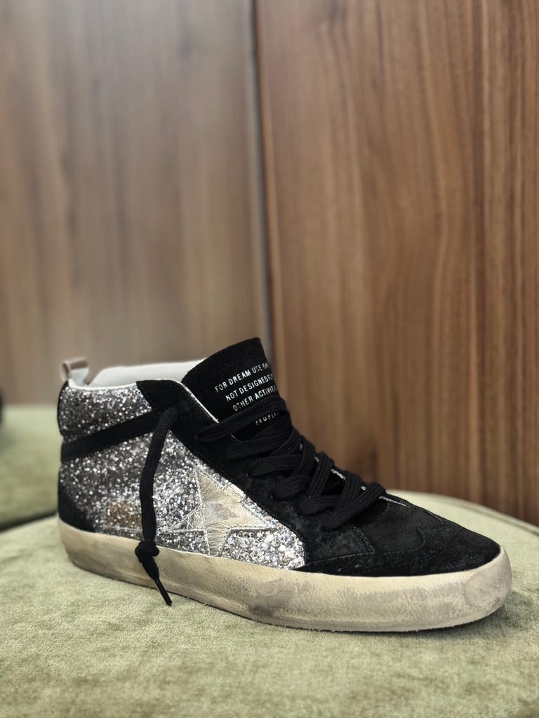 Mid Star Glitter Sneaker Black and Silver