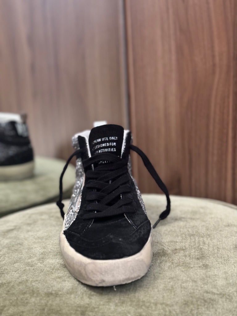 Mid Star Glitter Sneaker Black and Silver