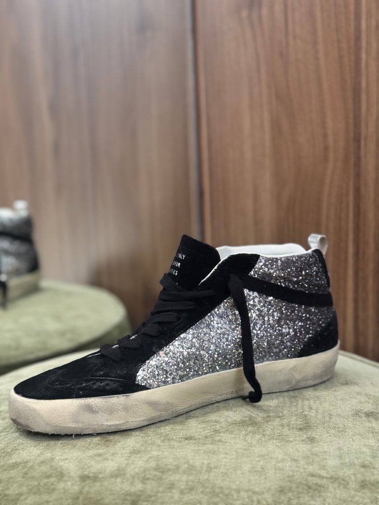Mid Star Glitter Sneaker Black and Silver