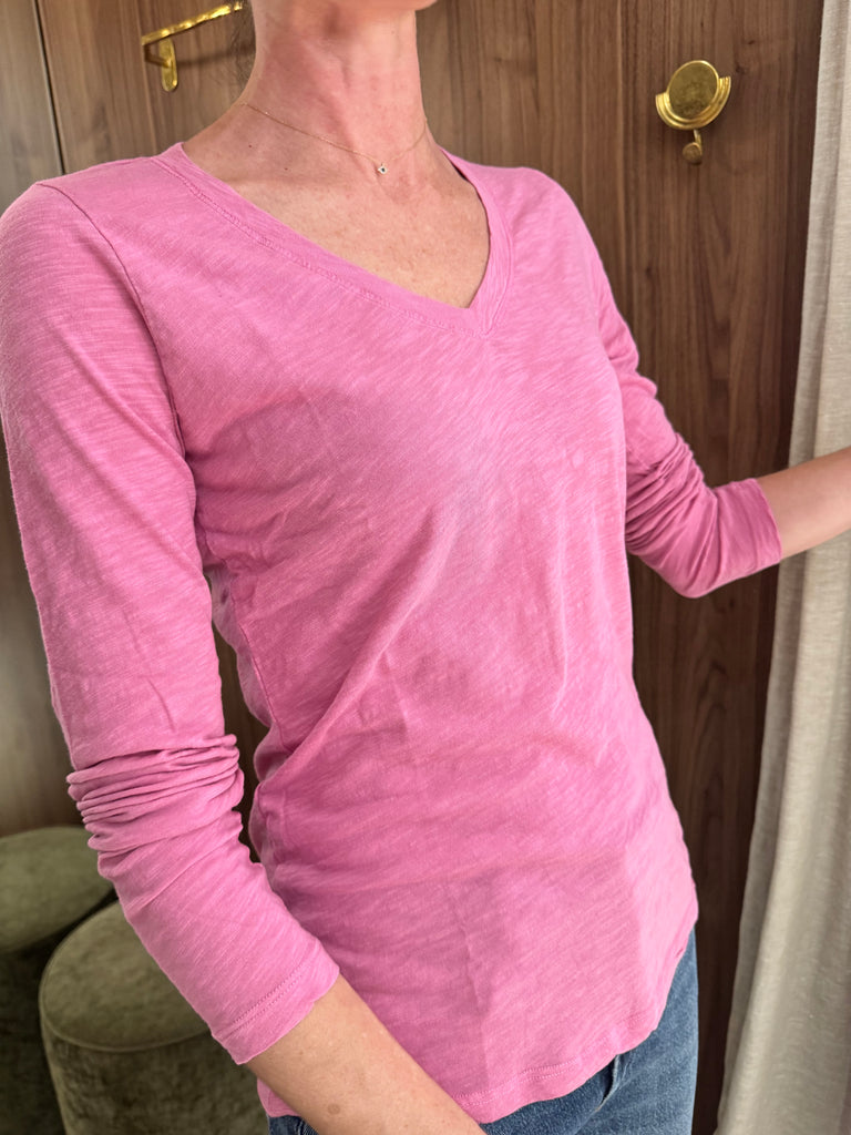 Blaire V Neck Long Sleeve Tee Zinnia