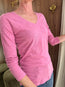 Blaire V Neck Long Sleeve Tee Zinnia