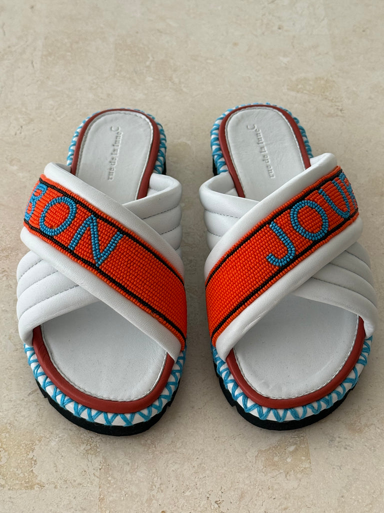 Bon Jour Slide White Orange