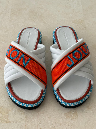 Bon Jour Slide White Orange
