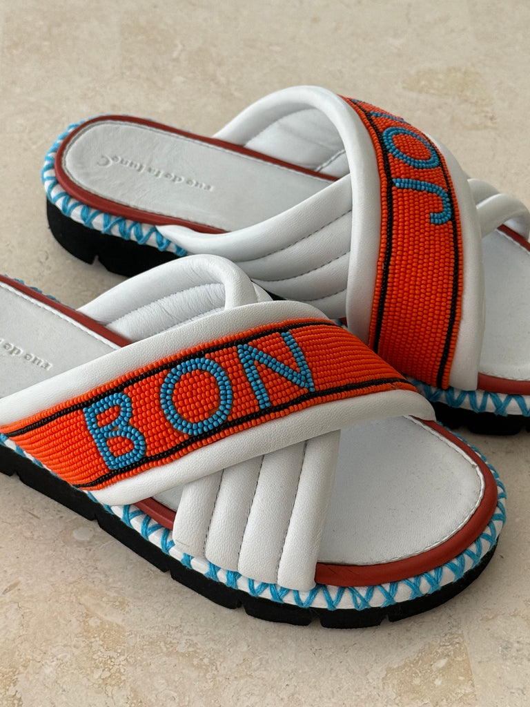 Bon Jour Slide White Orange