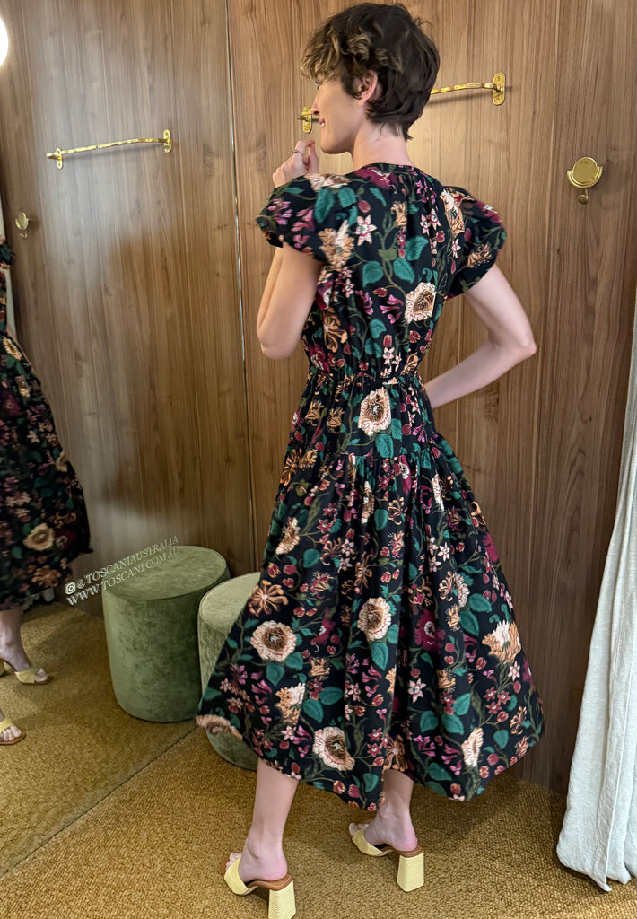 Marin Cotton Midi Dress Dahlia