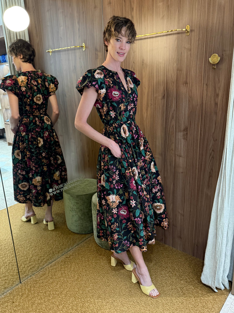 Marin Cotton Midi Dress Dahlia
