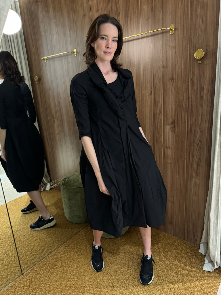 Black Frill Neck Dress