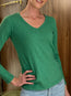 Blaire V Neck Long Sleeve Tee Emerald Green