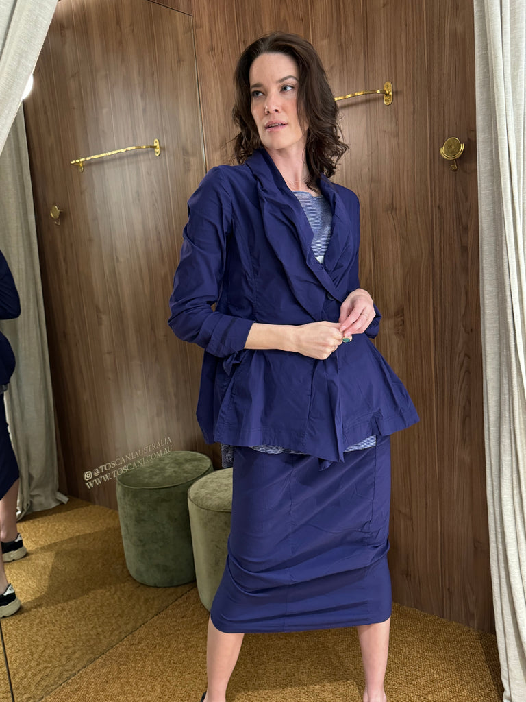 Navy Frill Neck Jacket