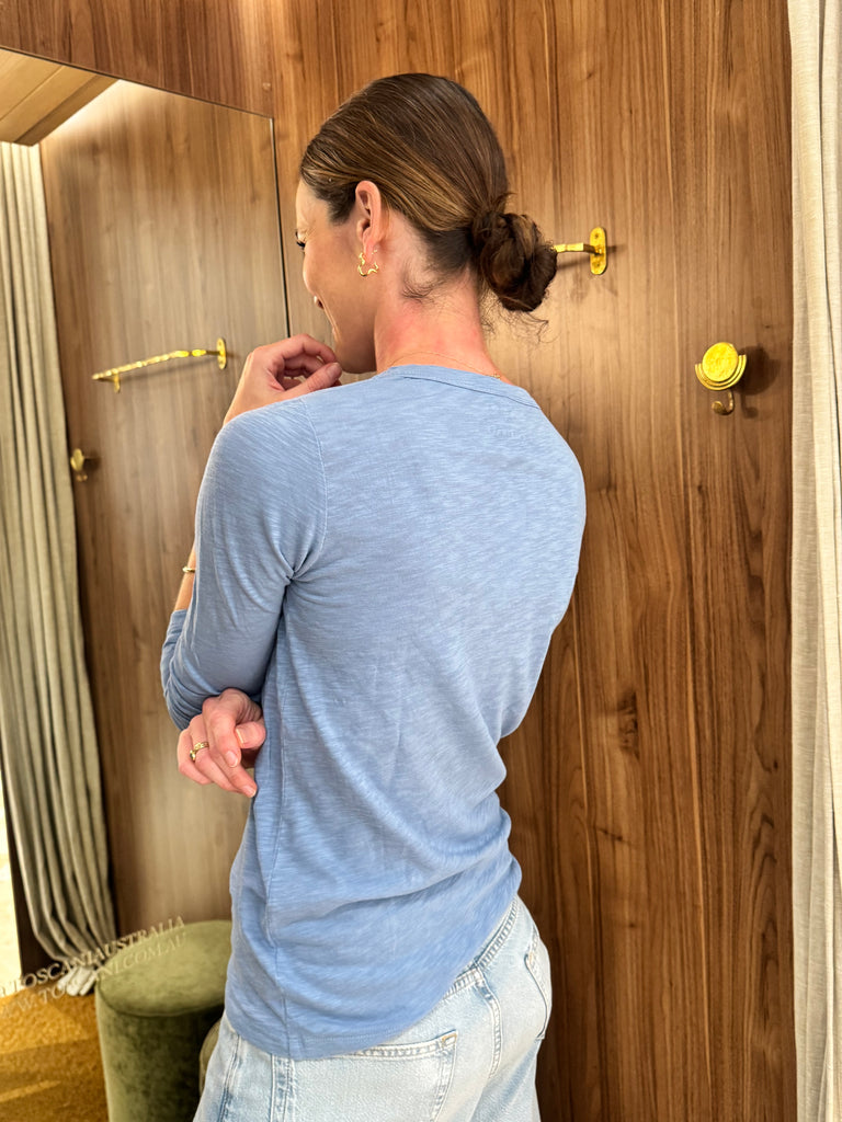 Lizzie Tee O Neck Long Sleeve Ceramic Blue