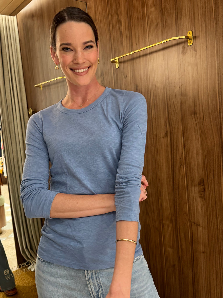 Lizzie Tee O Neck Long Sleeve Ceramic Blue