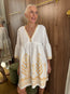Embroidered Linen Short Dress White Gold