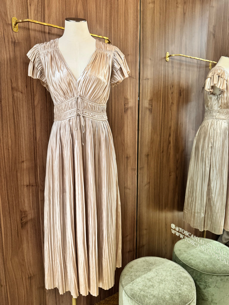 Patrice Flutter Sleeve Midi Dress Opal