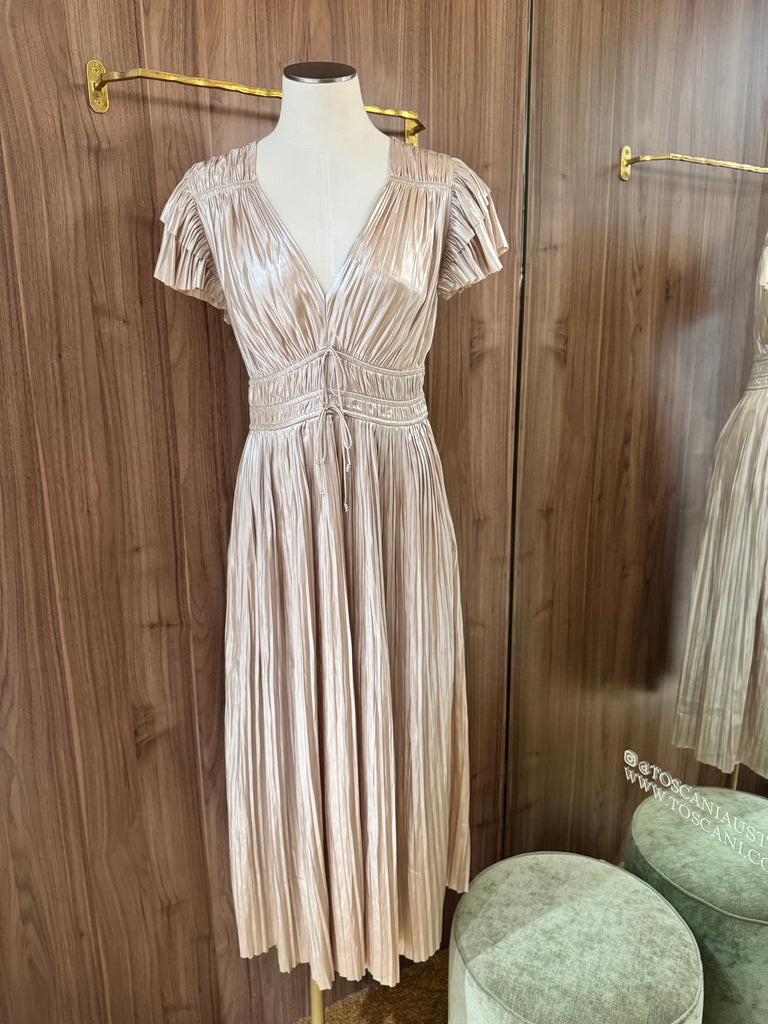 Patrice Flutter Sleeve Midi Dress Opal