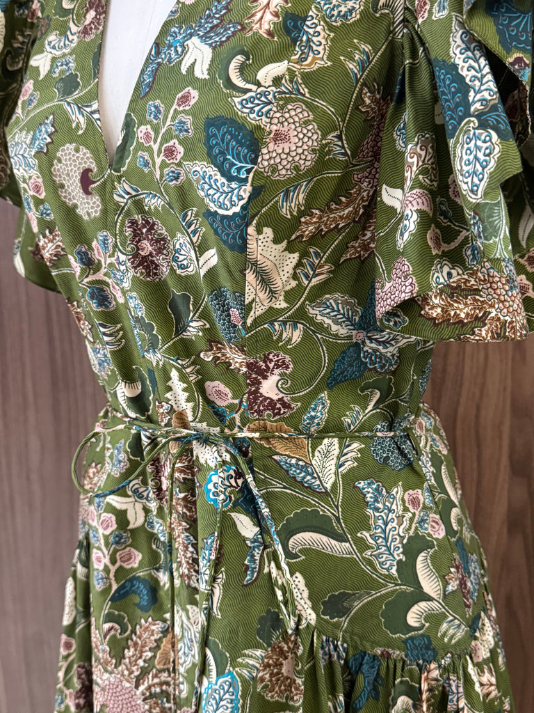 Darya Drop Waist Midi Dress Lichen