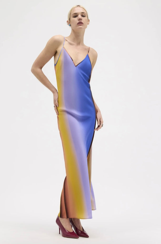 Nightfall Silk Chiffon Bias Maxi Dress