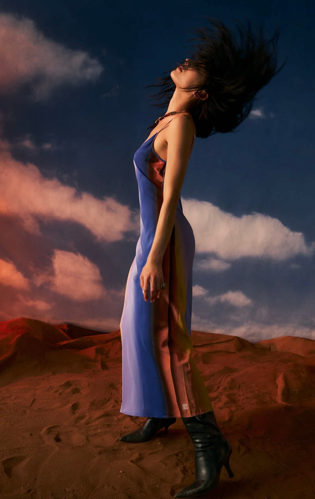 Nightfall Silk Chiffon Bias Maxi Dress