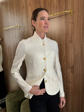 Slade Textured Knit Blazer Off White