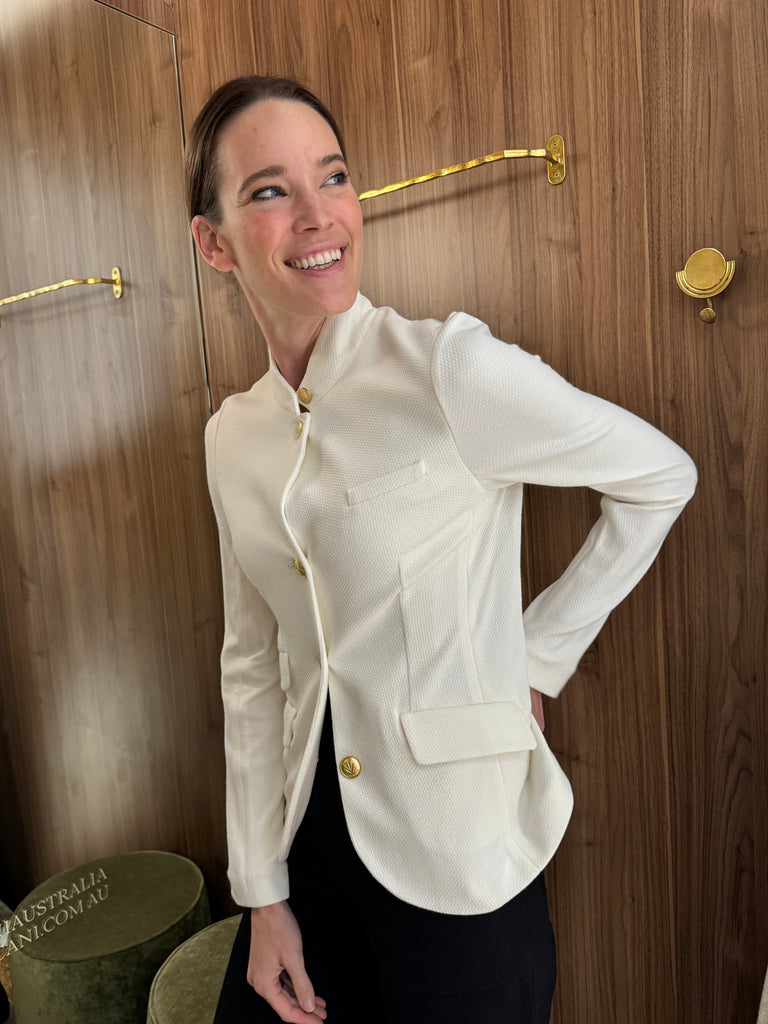 Slade Textured Knit Blazer Off White