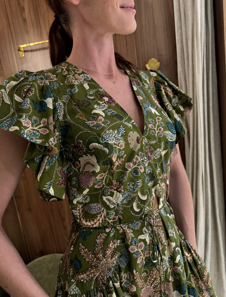 Darya Drop Waist Midi Dress Lichen