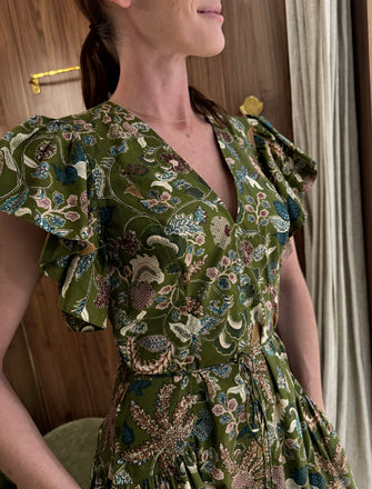 Darya Drop Waist Midi Dress Lichen