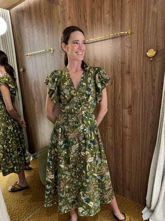 Darya Drop Waist Midi Dress Lichen