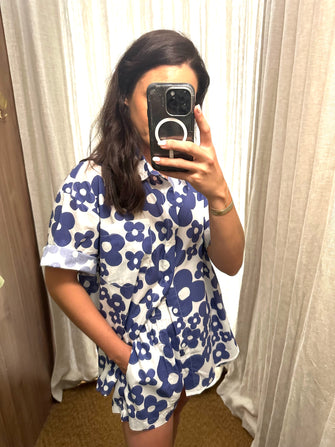 Nahui Ollin Short Sleeve Shirt Blue