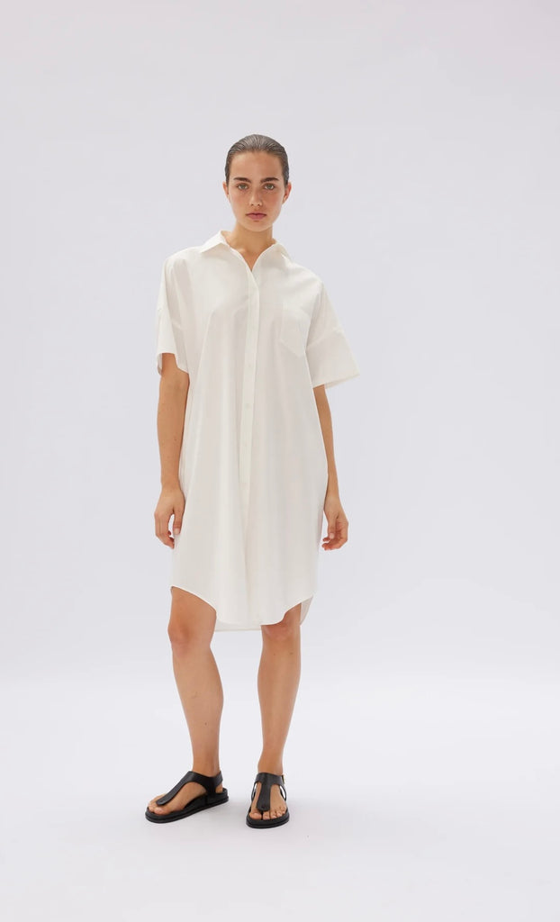 Chiara Short Sleeve Shirt Dress White