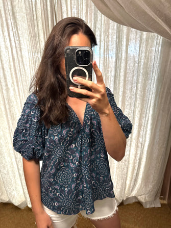 Lucia Top Indigo Flora