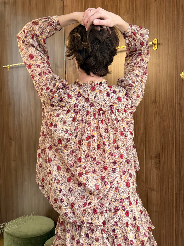 Christa Blouse Ecru Raspberry