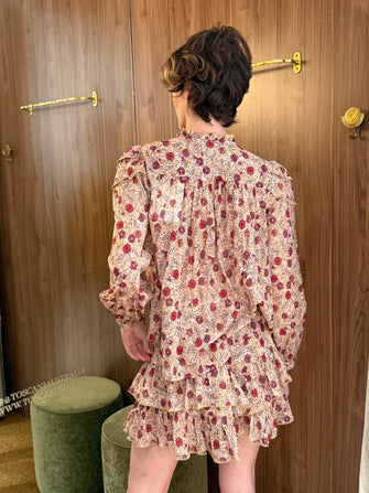 Christa Blouse Ecru Raspberry
