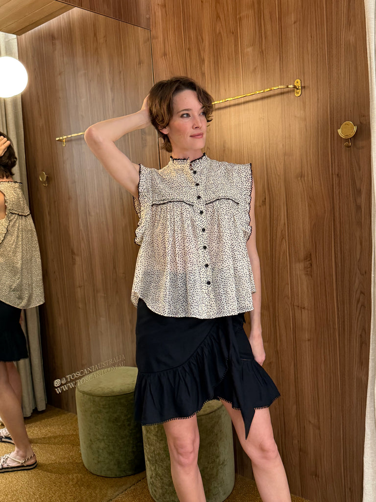 Dersia Top Black Ecru