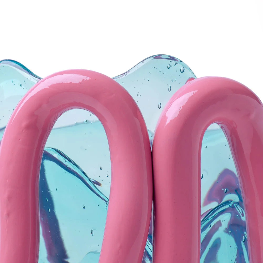 Indian Summer Vase M Aqua & Mauve