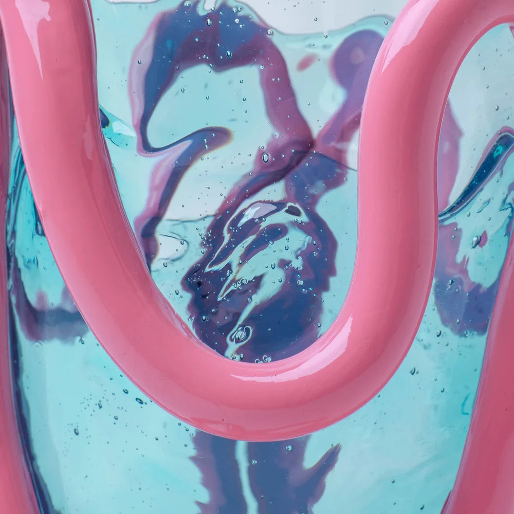 Indian Summer Vase M Aqua & Mauve