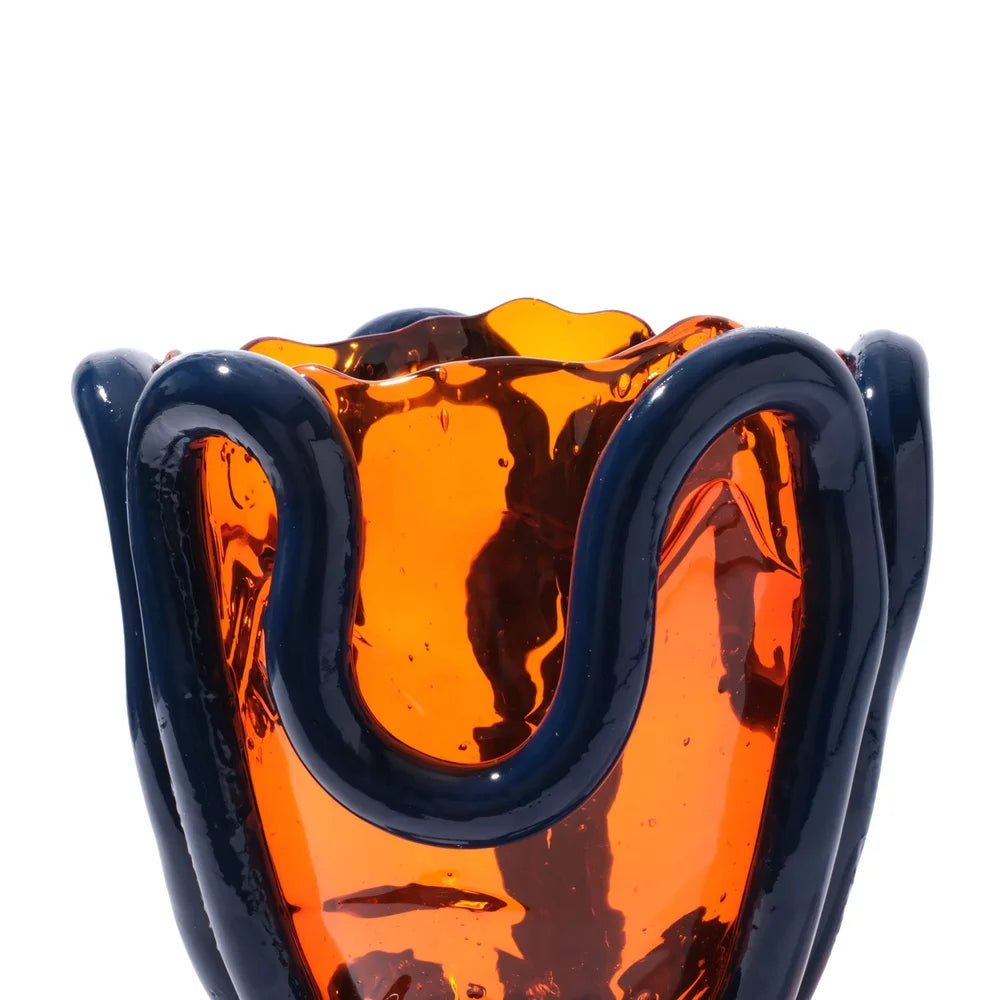 Indian Summer Vase M Orange & Marine Blue