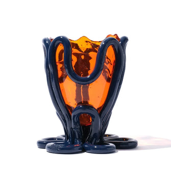 Indian Summer Vase M Orange & Marine Blue