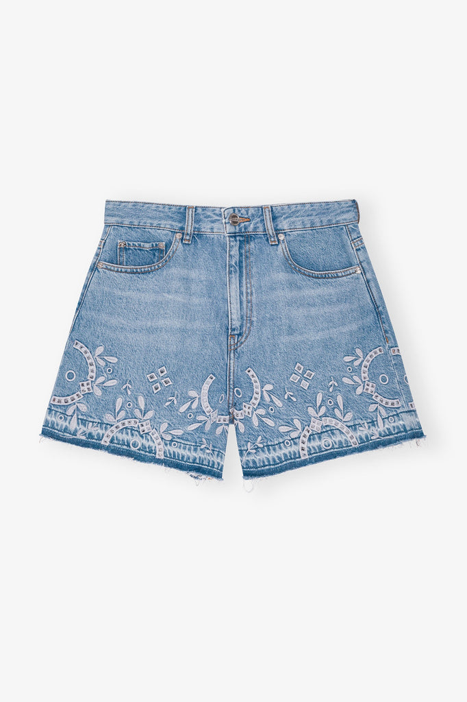 Broderie Anglaise Denim Shorts