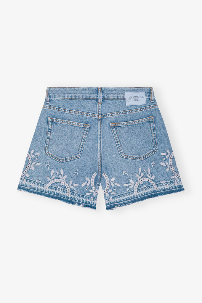 Broderie Anglaise Denim Shorts