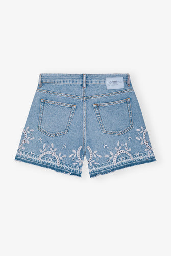 Broderie Anglaise Denim Shorts