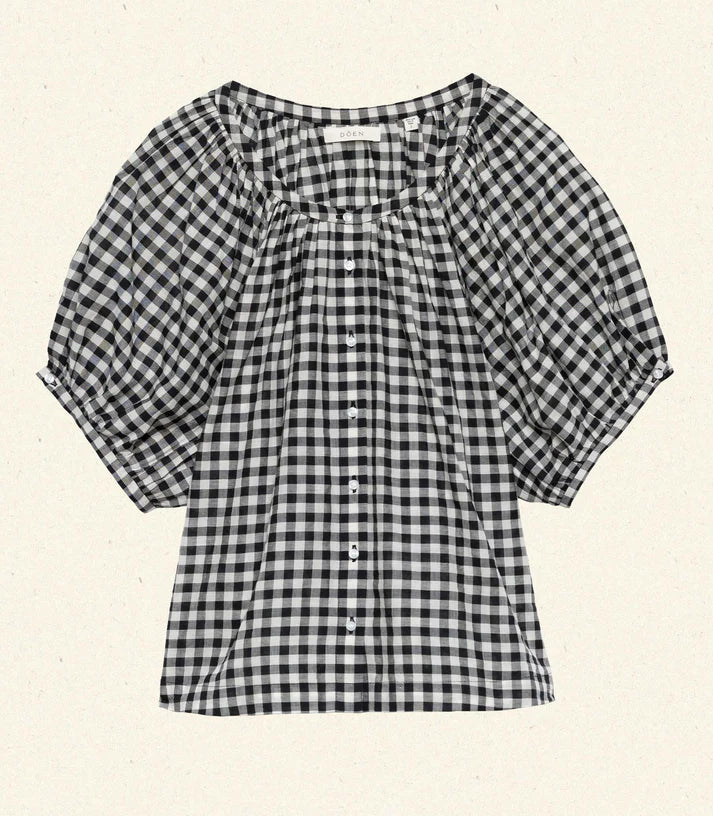 June Top Noir Greta Gingham