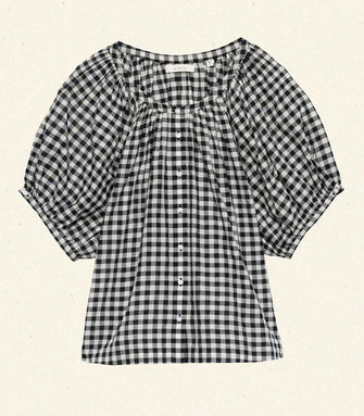 June Top Noir Greta Gingham