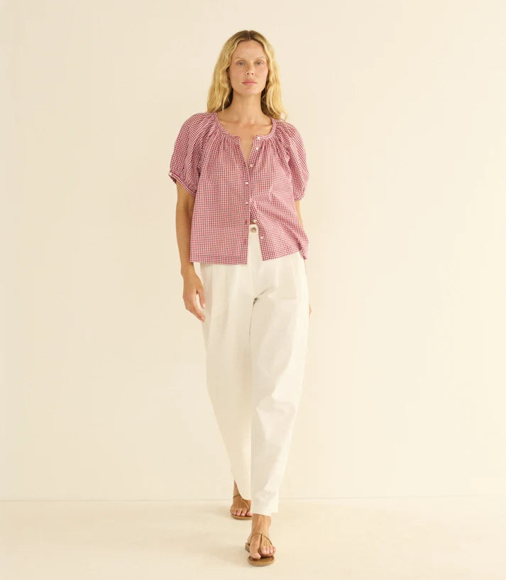 June Top Mulberry Gingham