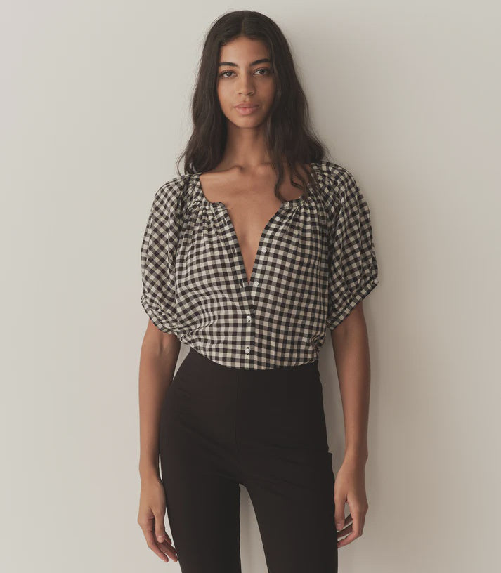 June Top Noir Greta Gingham