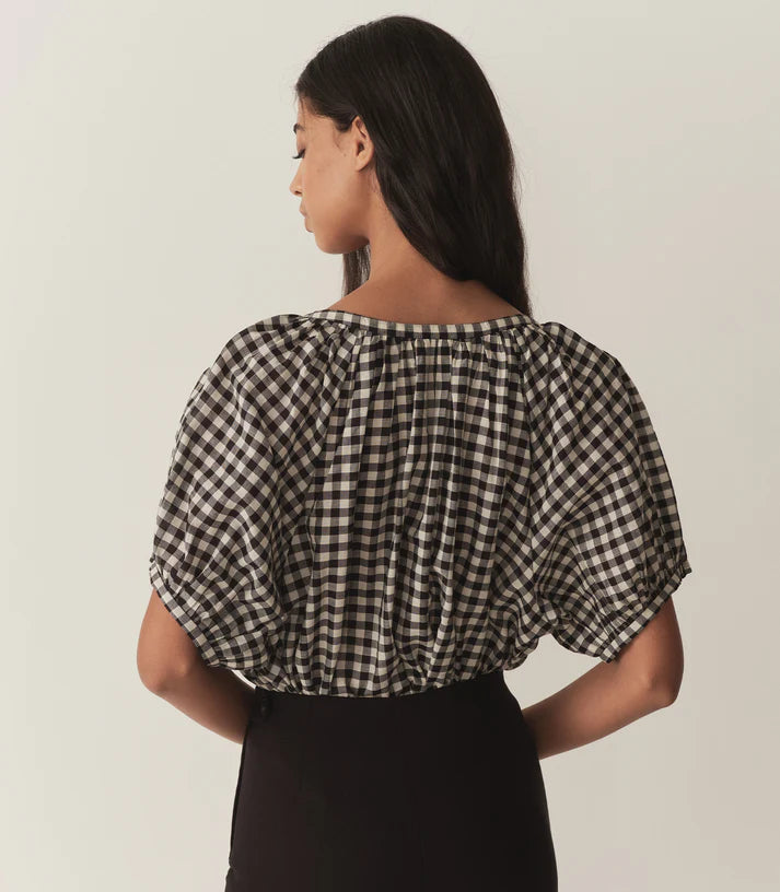 June Top Noir Greta Gingham